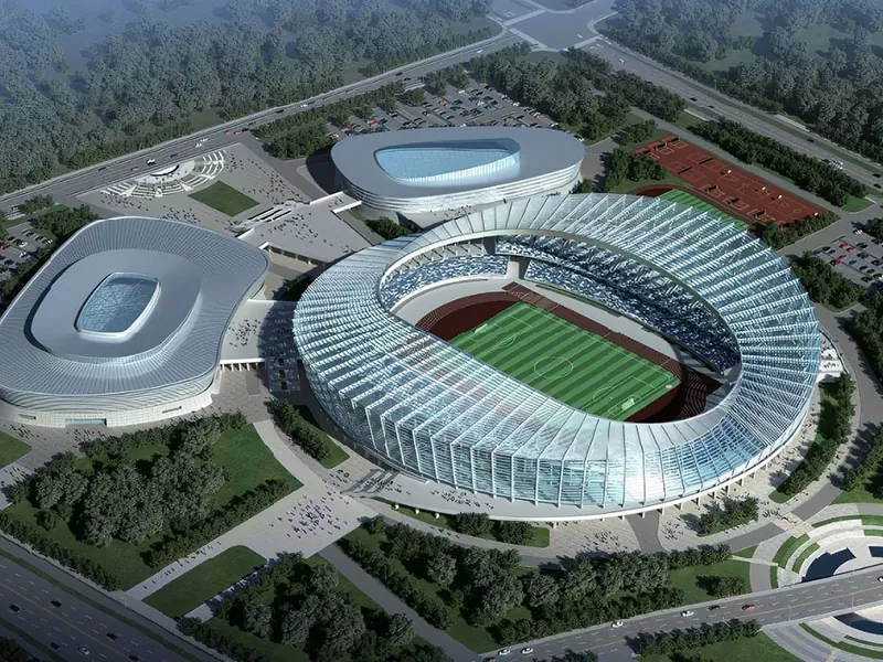 複合スポーツセンター用既製鋼構造物